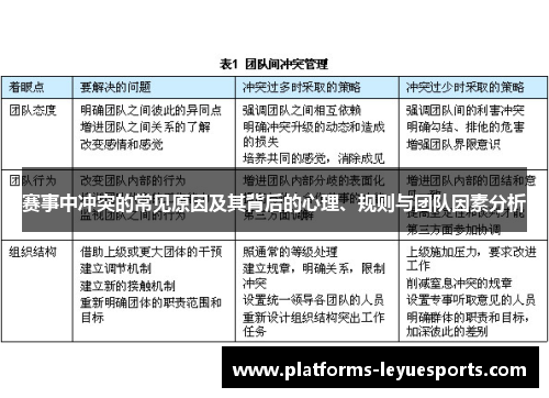 赛事中冲突的常见原因及其背后的心理、规则与团队因素分析